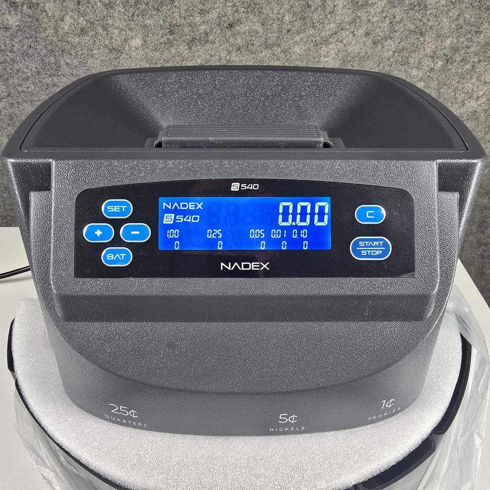 NADEX S540 2-in-1 Coin Sorting Machine Counter Wrapper w/ Hoppers & Box