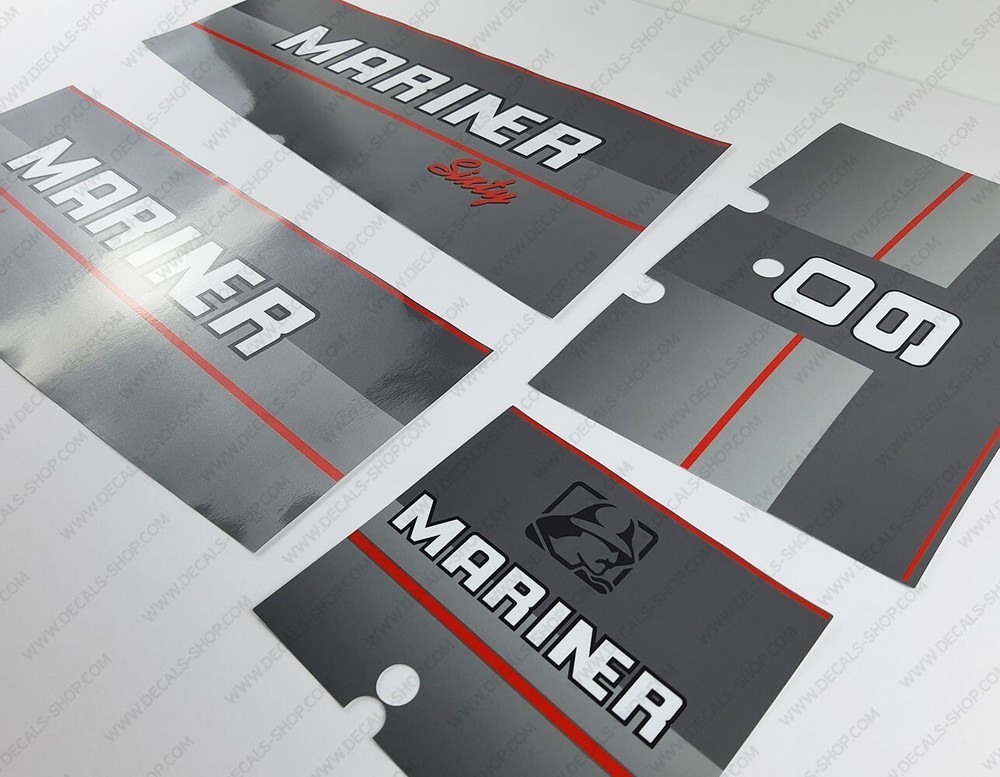 Mariner 60hp Sixty Two Stroke outboard engine decals sticker set reproduction