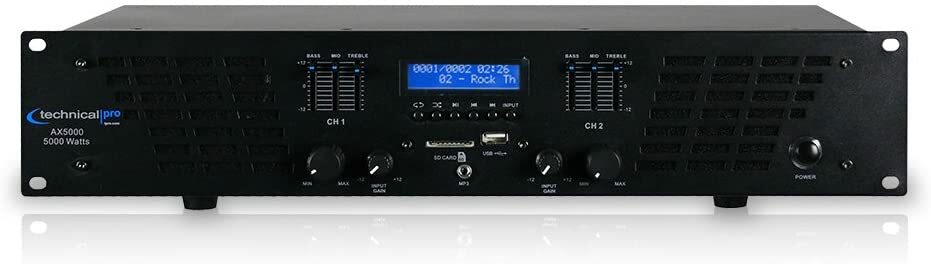 Technical Pro AX5000; 5000 Watt; 2 Channel Amplifier USB, SD, EQ Scratch & Dent
