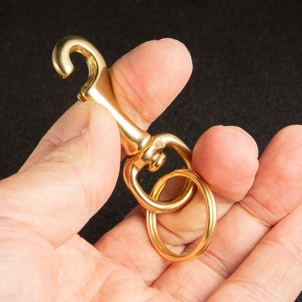 2PC Brass Keychain Swivel Bolt Snap Slit Ring Trigger Snap Belt Clip Key Hook