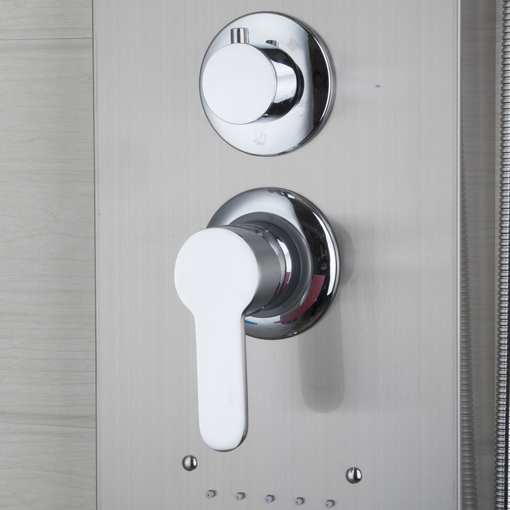 Bathroom Multi Function Shower Panel with Handshower Spary Wall Mount Tap Nickel