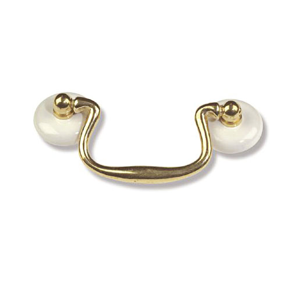 Hart Design Brass & Porcelain Drawer Pull, 1 Count