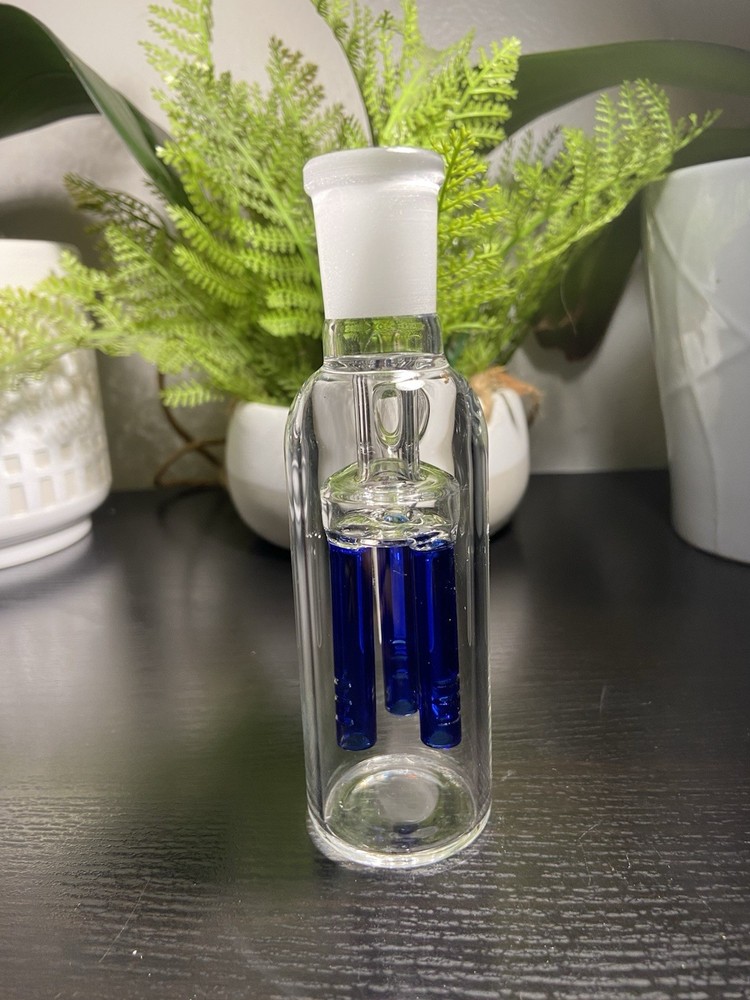 18MM BLUE HOOKAH WATER PIPE ASH CATCHER 3ARM TREE PERC 90 DEGREE