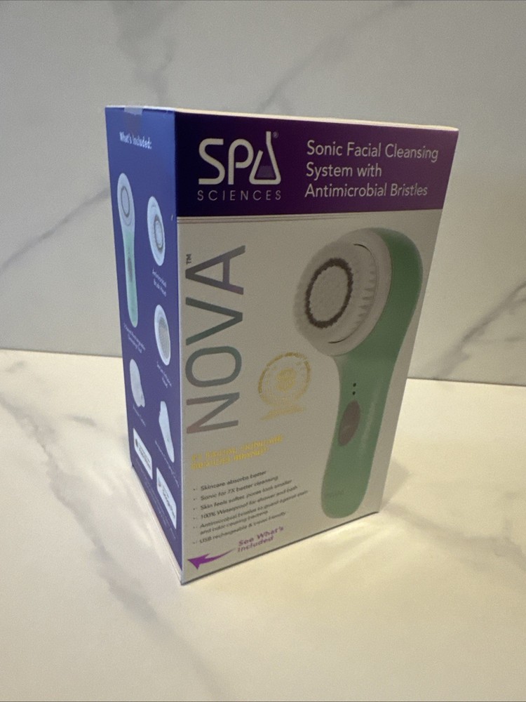 Nova Spa Science Antimicrobial Sonic Face Cleansing System Mint Green New Sealed