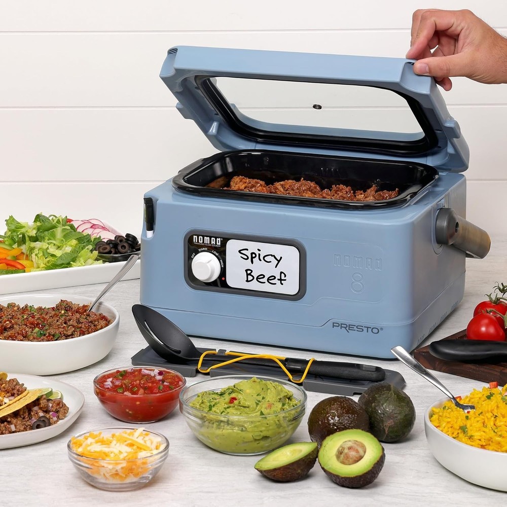 0 8-Quart Nomad Traveling Slow Cooker, Blue