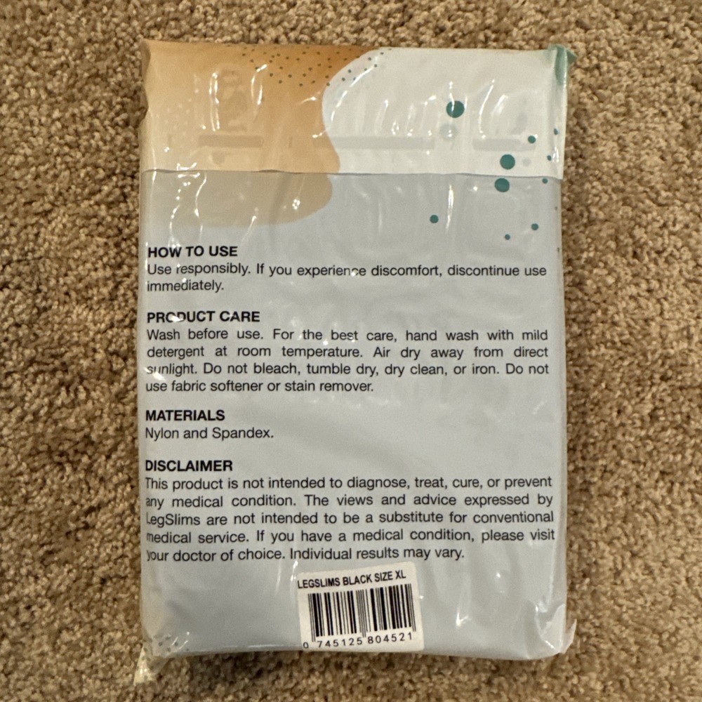 Legslims Compression Leggings, Black, Size XL
