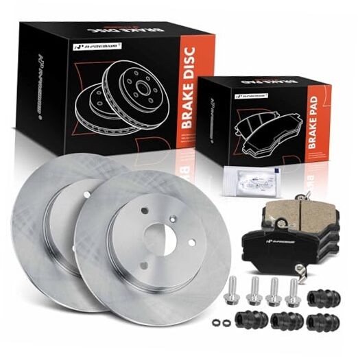 11.06 in (279.8 mm) Front Solid Disc Brake Rotors + Ceramic Pads Kit