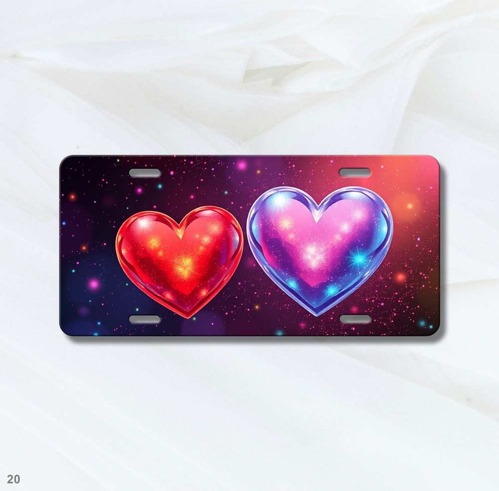 Stylish Hearts License Plate Optional Text Auto Tag Everyday Gift