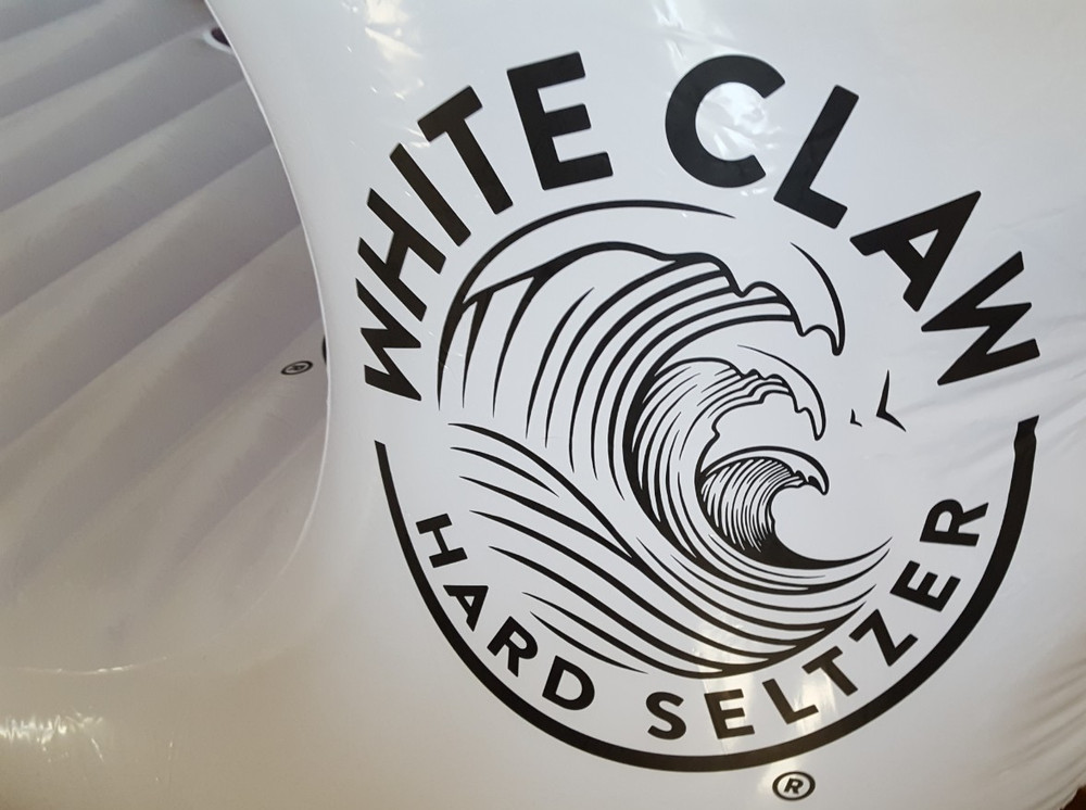80 Inch Long Inflatable White Claw Hard Seltzer Raft Floatie Store Display