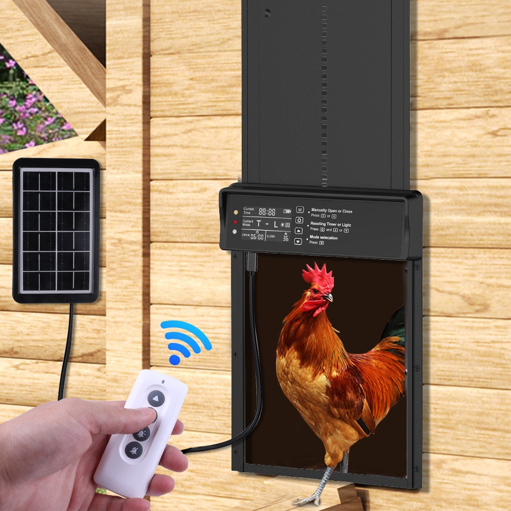 Automatic Solar Chicken Coop Door Opener with Timer Light Sensor Remote Control
