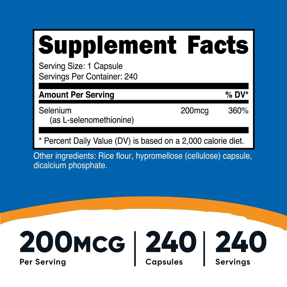 Nutricost Selenium 200mcg, 240 Vegetarian Capsules