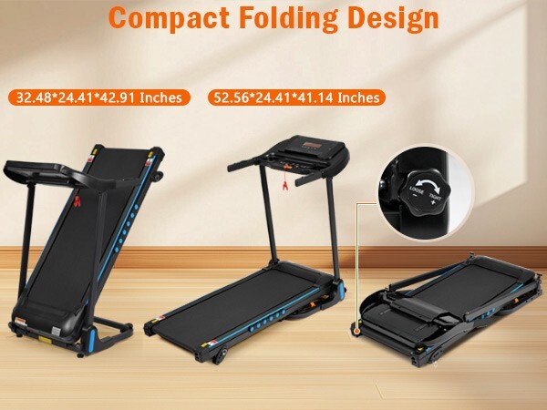 Incline Treadmill 3.0HP 10MPH Auto-Folding Type C & USB Charge Bluetooth Speaker