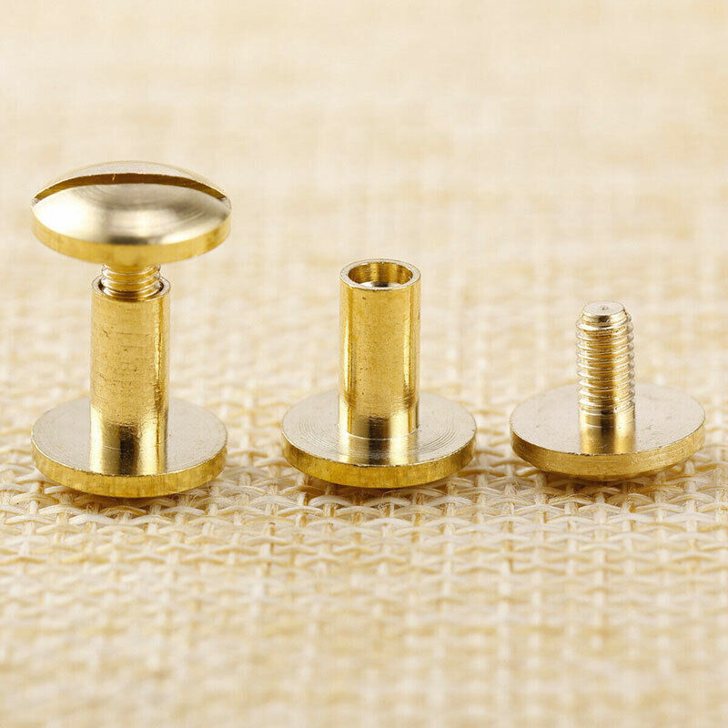 20*Arc Belt Screw Leather Craft Chicago Nail Brass Solid Rivet Stud Head 4-10mm