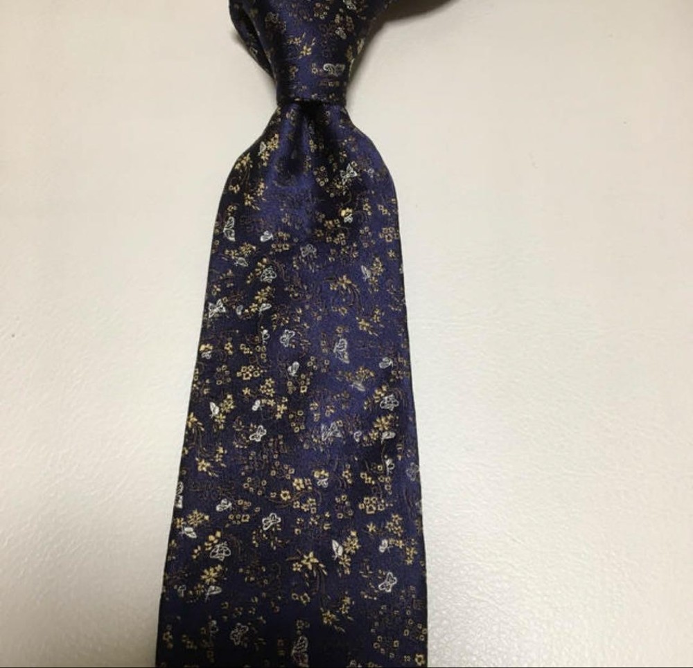 paul smith tie floral pattern navy yellow