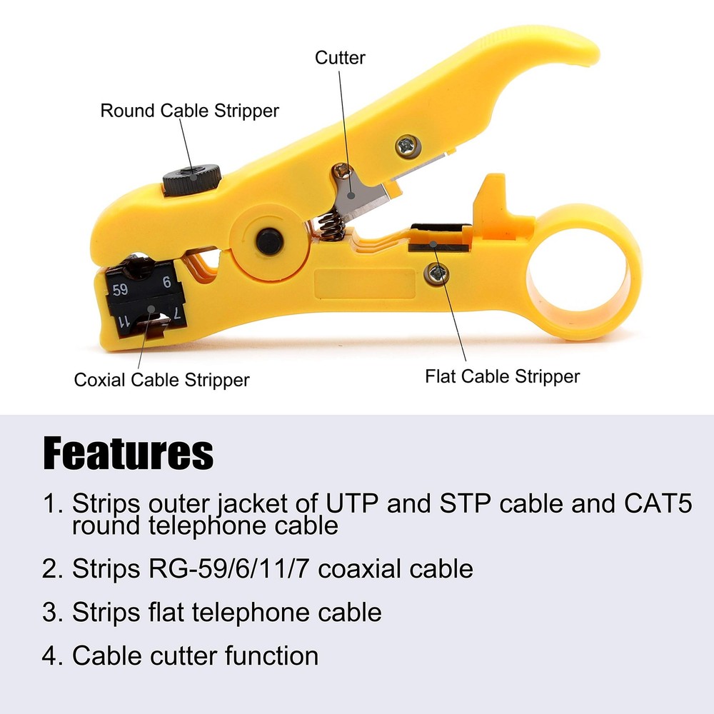 Coax Cable Crimper Kit, Yangoutool Coaxial Compression Tool, Adjustable RG6 R...