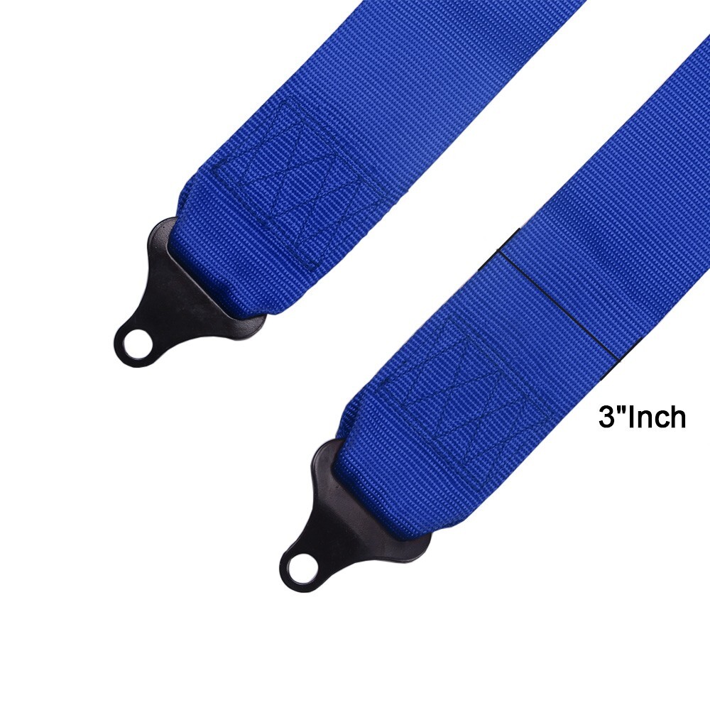 2PCS 3” 4 Point Racing Style Harness Belt 4PT Camlock Quick Release Blue