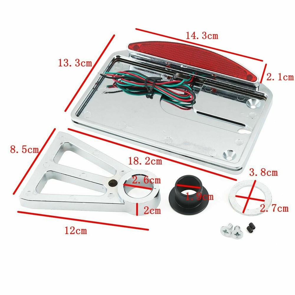 Motorcycle License Plate LED Tail Light Horizontal Side Mount Bracket For Harley