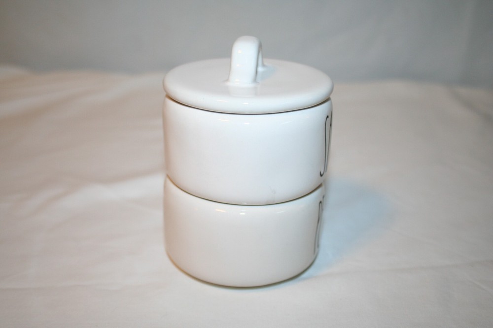 White Rae Dunn Artisan Collection Stackable Salt & Pepper Cellars #202
