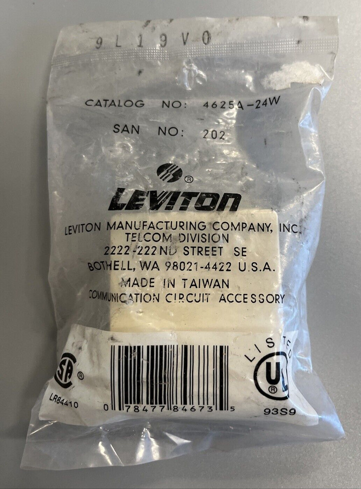 LEVITON 4625A-24W SURFACE MOUNT PHONE JACK WHITE
