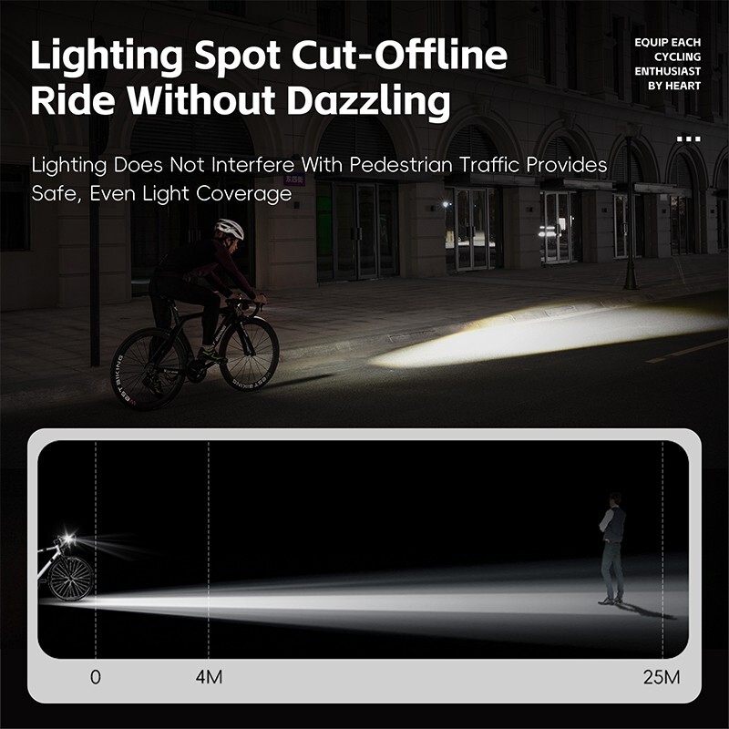 WEST BIKING Bike Head Light 1600LM Wireless Remote Control Bicycle Front Light