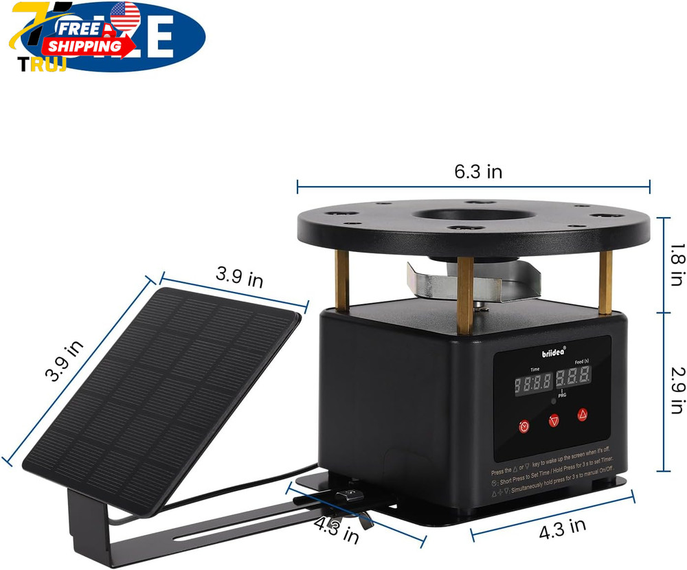 Deer Feeder Timer with Integrated Solar Panel Digital Automatic Metal Spin Plate