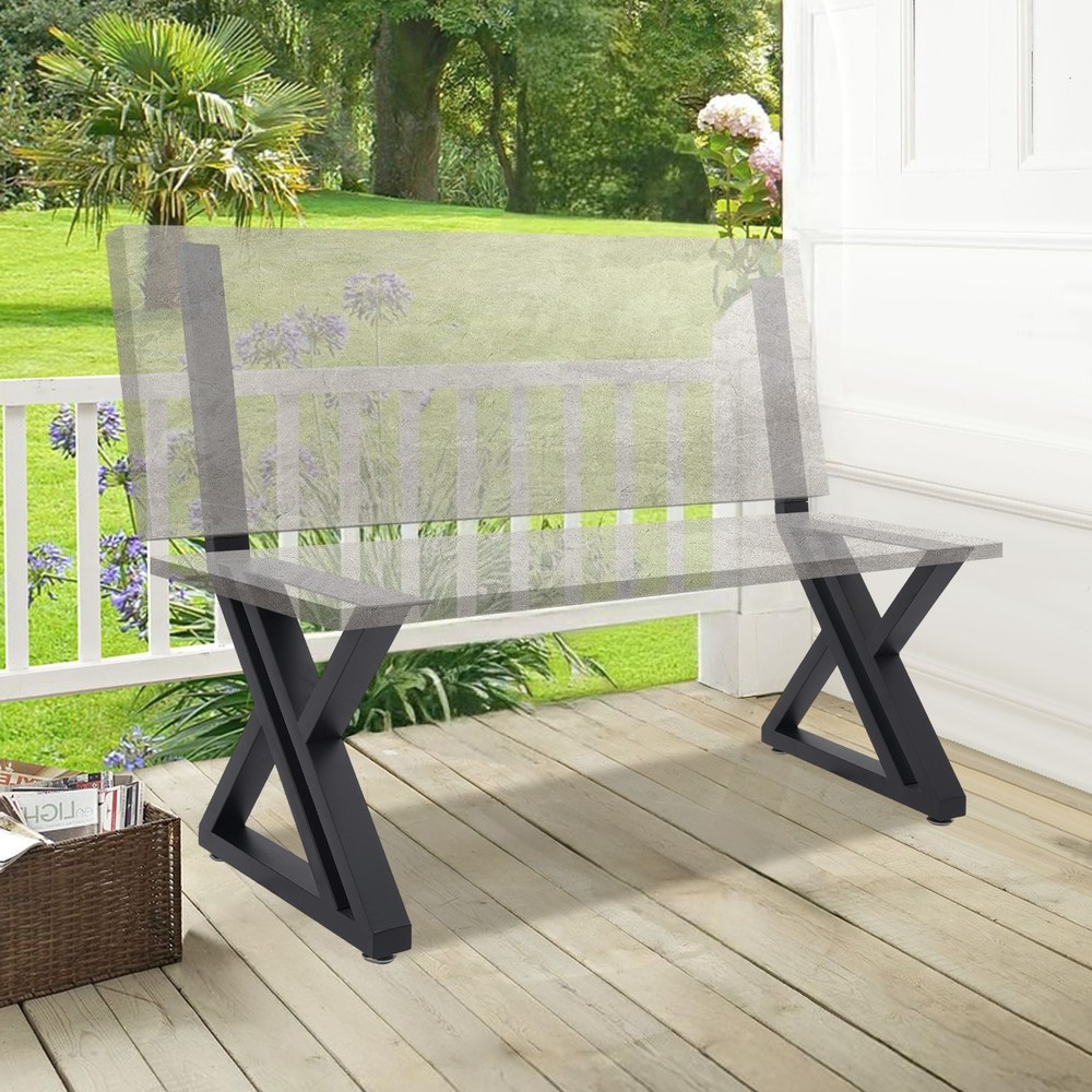 Bench Legs, 2PCS Bench Legs, Z-Shaped Bench Legs with Backrest Bracket