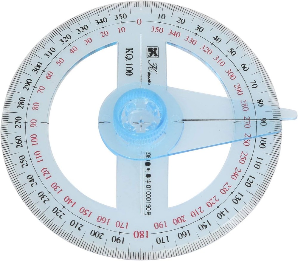 Swing Arm Protractor Plastic 4Inch 360 Degree with Light Blue