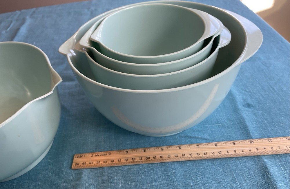 5 Sizes Melamine Pour Spout Nesting Mixing Bowls Robin Egg Blue