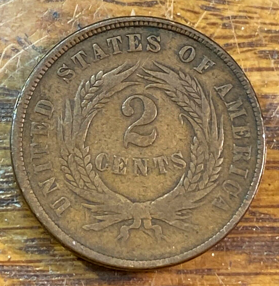 1866 Two Cent Piece Nice Original VF CHRC