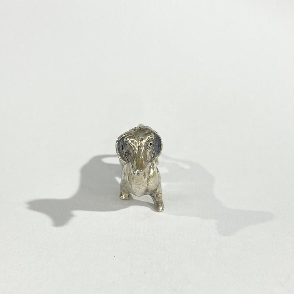 vintage solid silver Dachshund miniature , hallmarked italian figurine