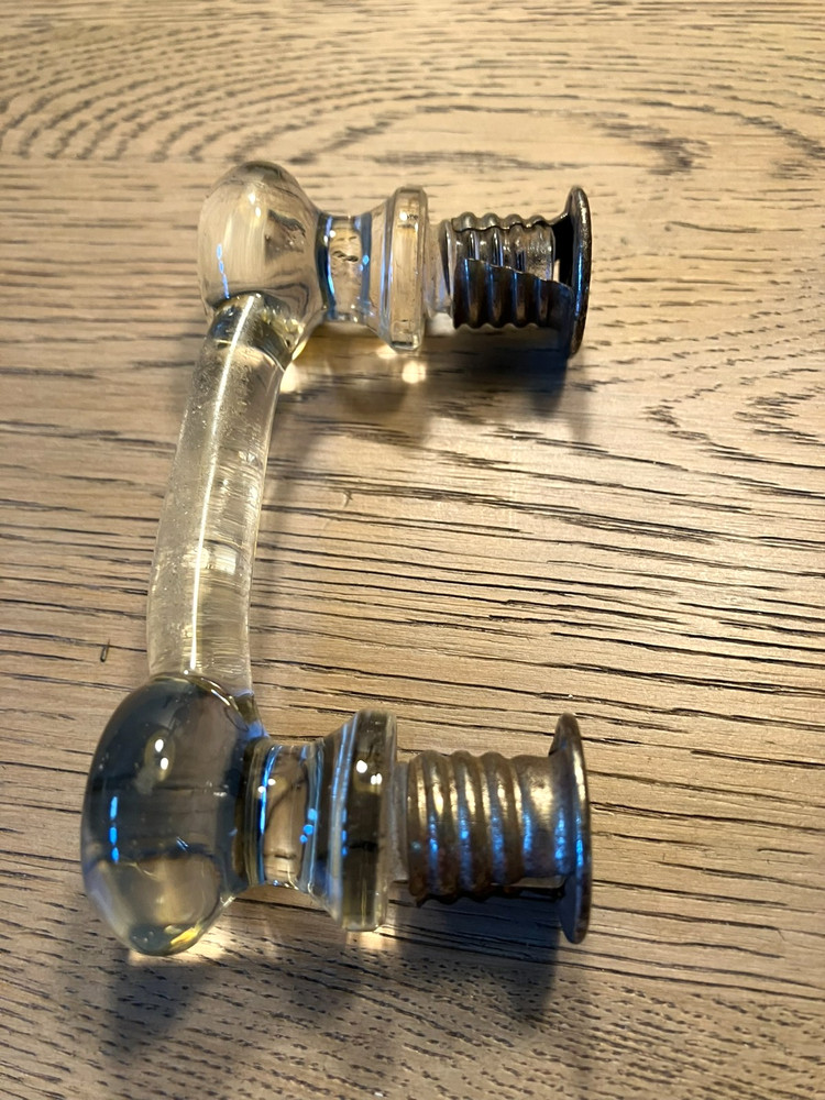 2 Vintage 3-Inch Crystal Glass Drawer Pulls