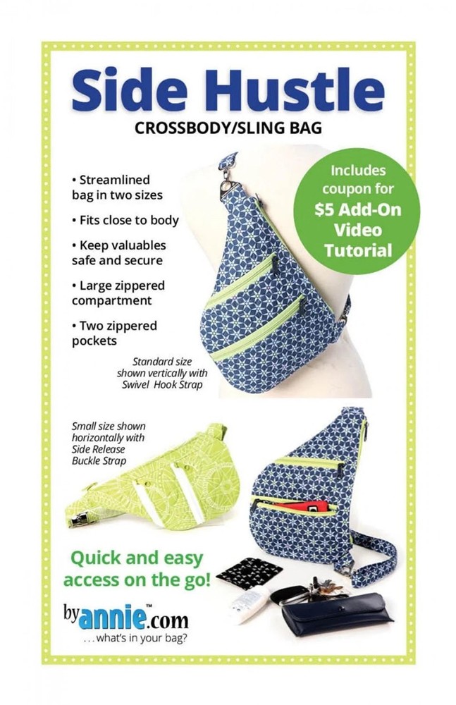 Side Hustle Crossbody/Sling Bag Pattern by Annie.com