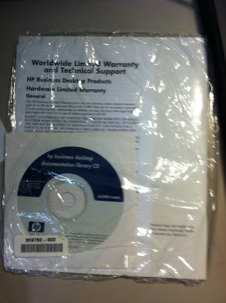 New sealed hp business desktop documention library dx2000 and quick setup