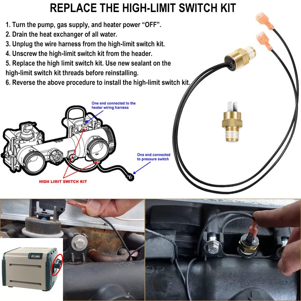 HAXHLI1930 Sensor & FDXLHLI1930 High Limit Fd Switch Wires for Hayward H-Series