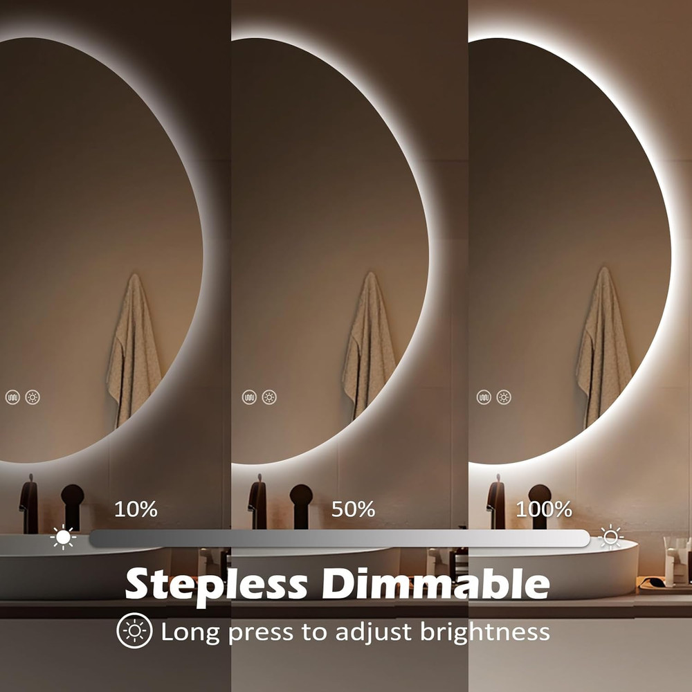 LED Bathroom Mirror with Lights 25x33 Inch, Stepless Dimmable Backlit Vanity