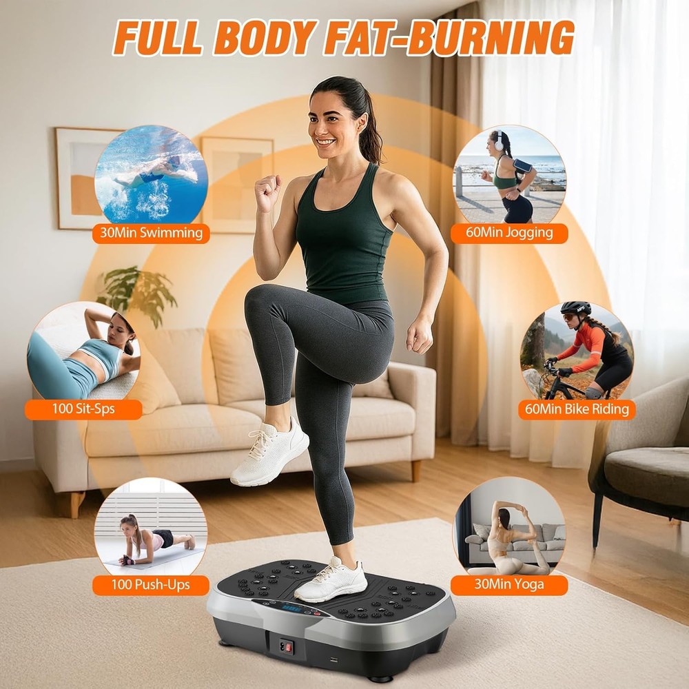 Vibration Plate Exercise Machine, 3 Workout Modes & 120-Level Vibration Platform