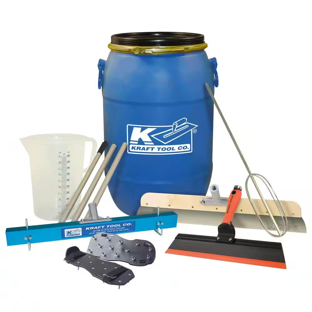 7-Piece Self-Leveling Tool Kit with 15 Gal. Mixing Barrel