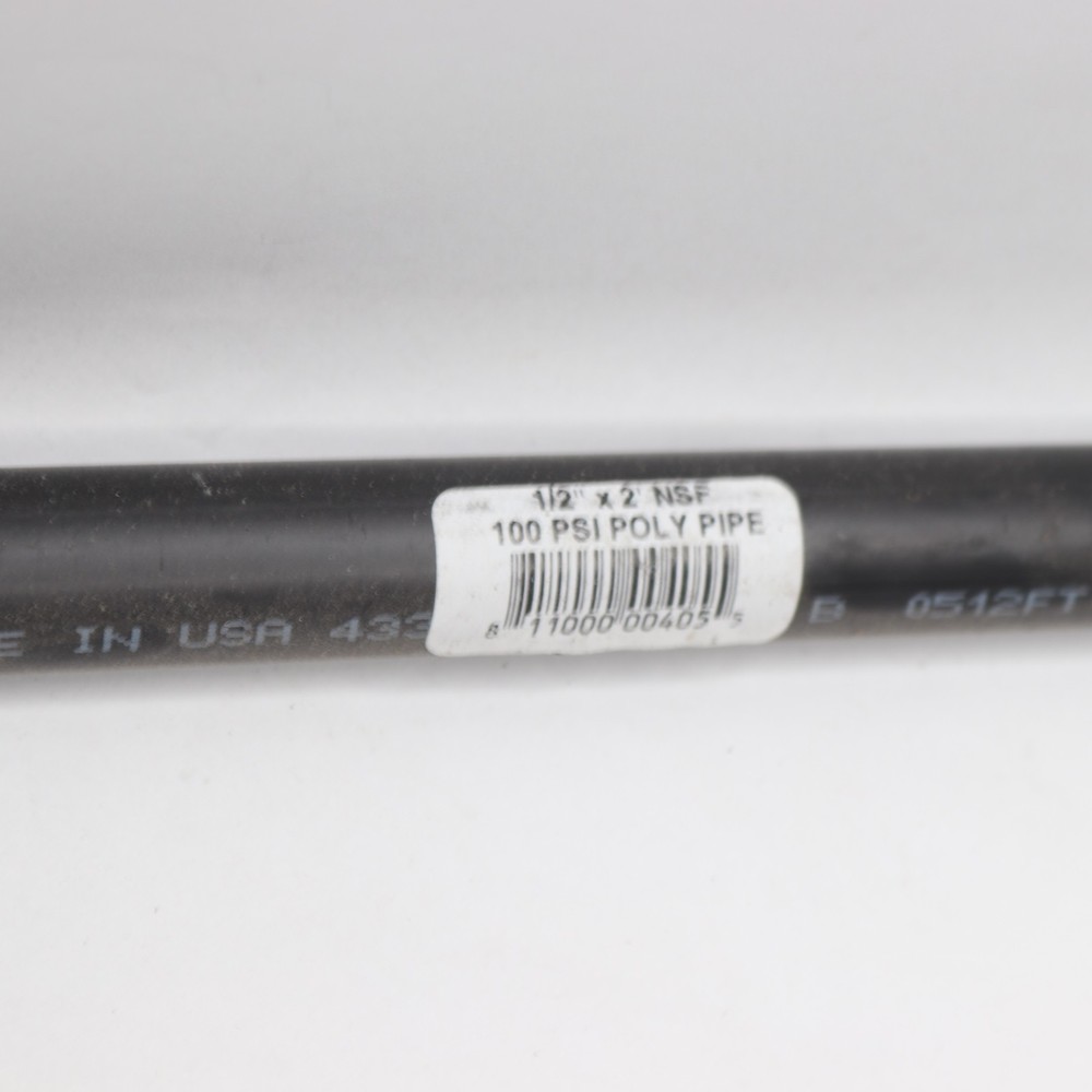 Pipe NSF 100 PSI Polyethylene 1/2" x 2 Ft