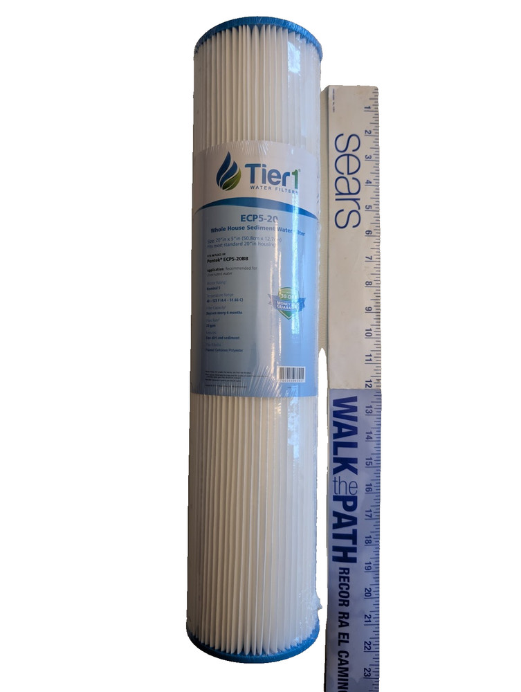 Tier 1, 4.5 x 20in pleated polyester sediment filter (ECP5-20), 5-micron