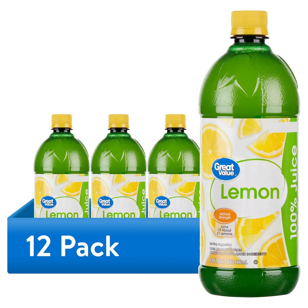 (12 pack) Lemon 100% Juice, 32 fl oz