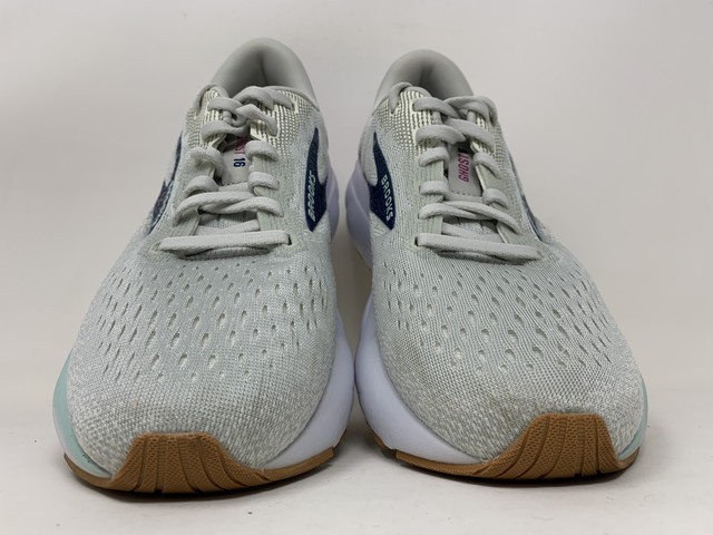 Women's Brooks Ghost 16, White/Grey/Estate Blue, 7.5 B Medium US