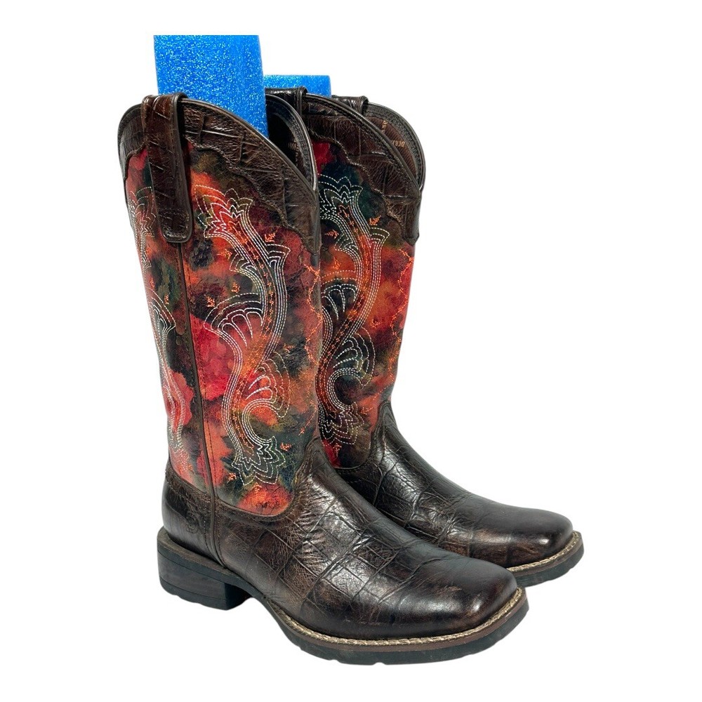 Durango Cowboy Boot 6.5 Mustang Leather Pull On Western Orange Brown DRD0226
