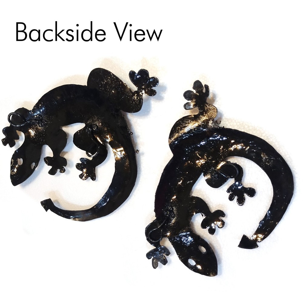 Twin Geckos - 2pc Rustic Small Metal Wall Hanging Set