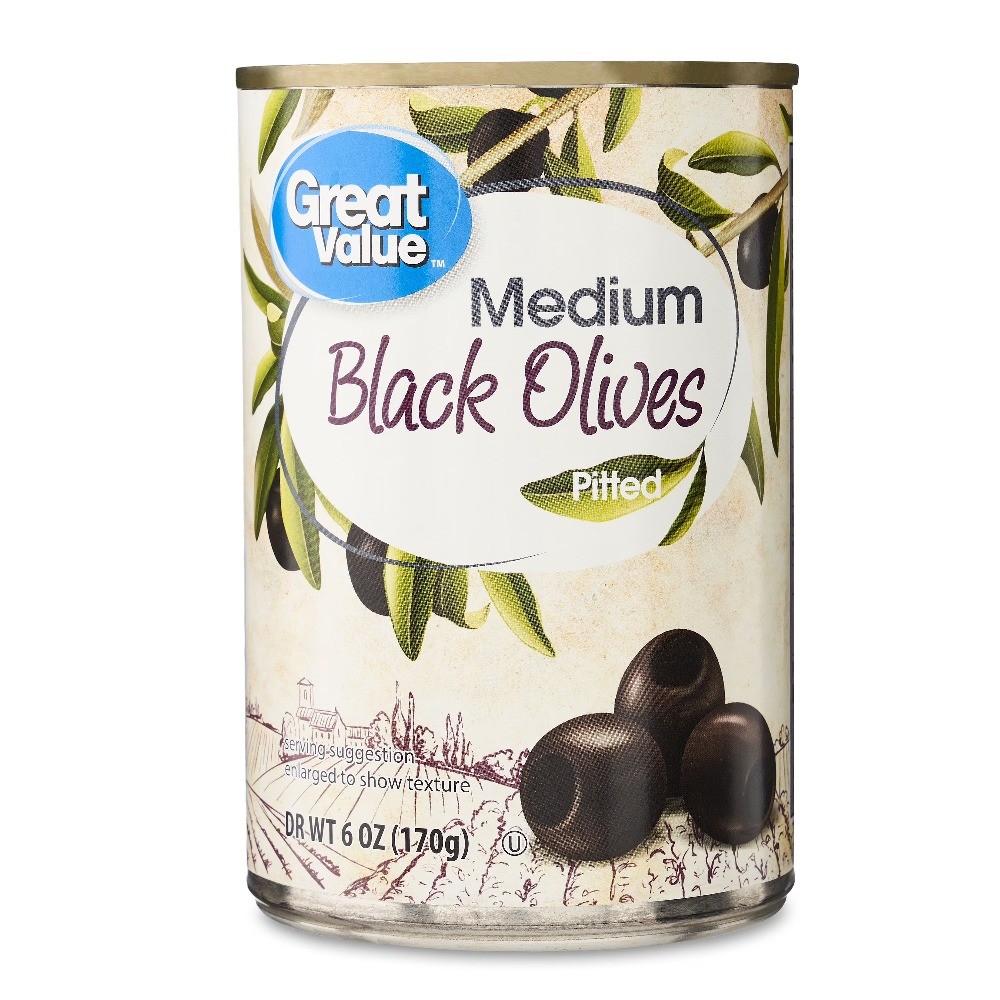 (3 pack) Great Value Medium Pitted Black Olives, 6 oz