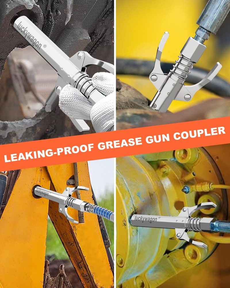 luckywagon Grease Gun Coupler Extra Long Grease Gun Tips for Tight Spaces, Hi...
