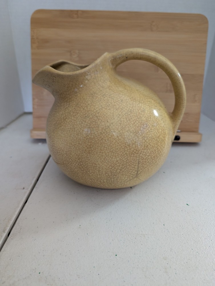 Vintage Yellow Tilted Ball Pitcher