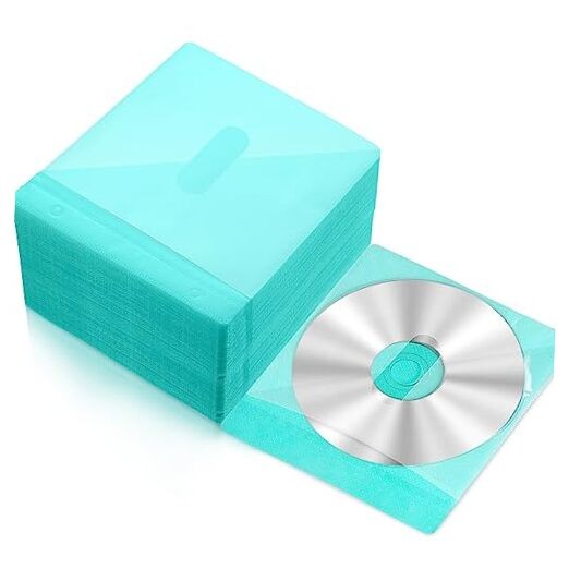 200 Pcs Cd DVD Sleeves Envelopes Bulk Double Sided Refill Plastic Disc Green