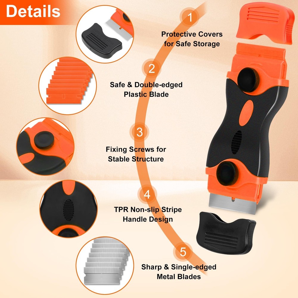 Razor Blade Scraper, 2 Pack 2 Pack+40Pcs, Scraper Tool Set