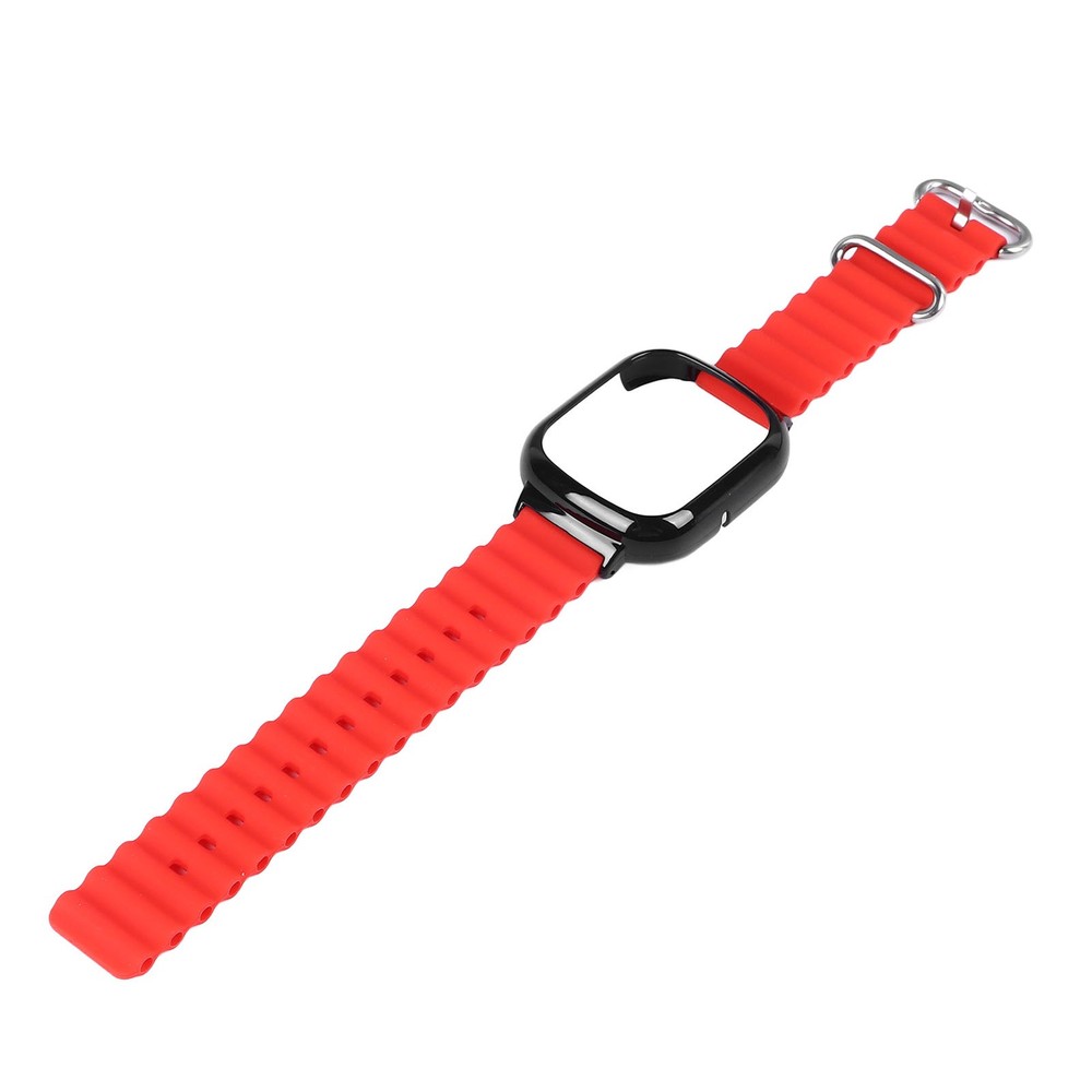 Silicone Watch Band With Case Replacement For Honor 4 Adjustable Strap (Red )