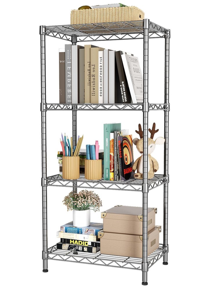 4 Tier Shelf Adjustable Storage Shelf Wire Shelving 400LBS Load Capacity Meta...